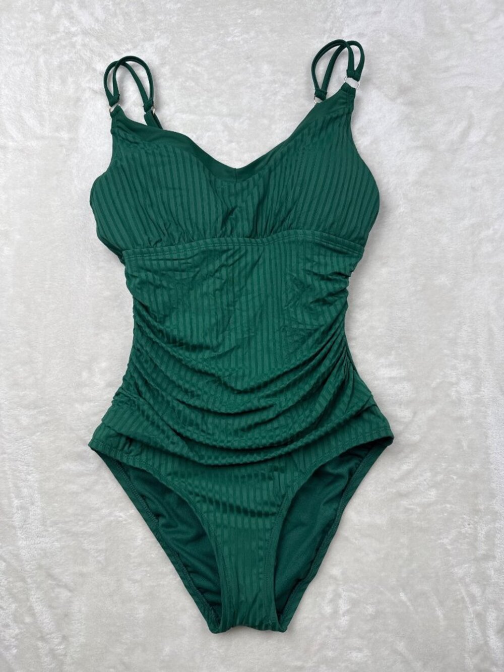 Ellen Tracy Womens Green One-Piece Swimsuit With Adjustable Straps Size M